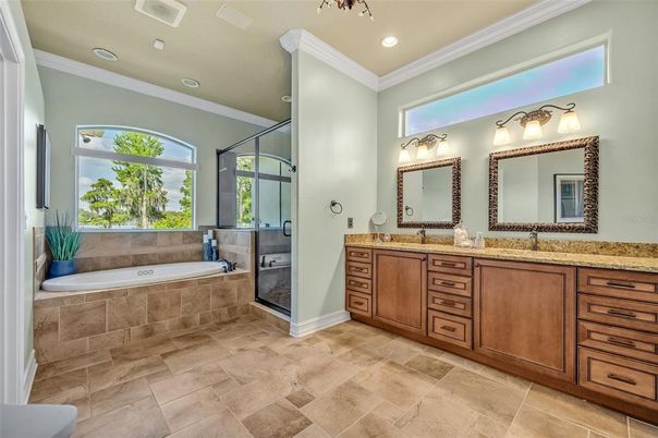 Bathroom, Dual Sink Vanities, Glass Shower, Interior, Recessed Lighting