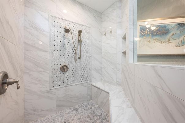 Bathroom, Glass Shower, Interior, Marble Walls