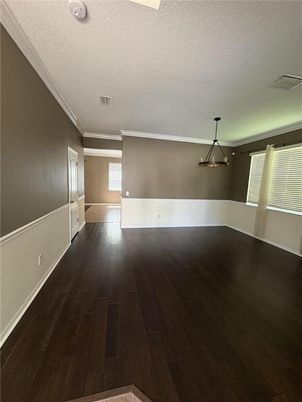 Empty room, Interior, Pendant Lights, Wood Texture Flooring