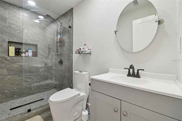 Bathroom, Glass Shower, Interior, Recessed Lighting