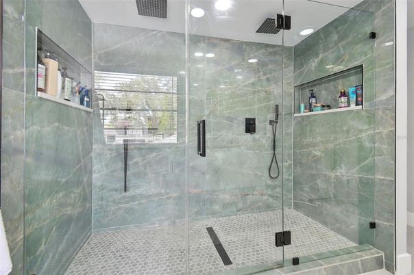 Bathroom, Glass Shower, Interior, Recessed Lighting