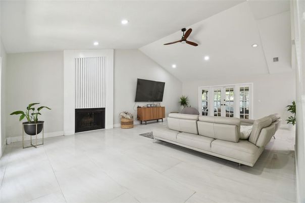 Fireplace, Interior, Living room, Recessed Lighting