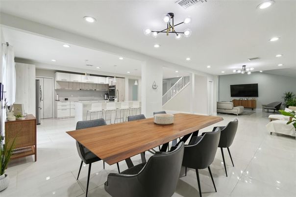 Dining room, Interior, Kitchen, Living room, Pendant Lights, Recessed Lighting