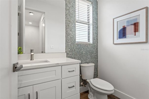Bathroom, Interior, Recessed Lighting, Wood Texture Flooring