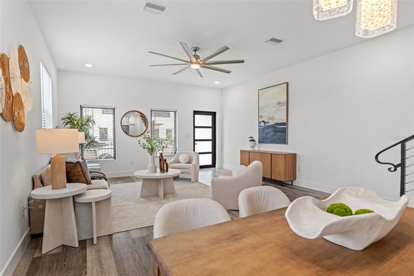 Interior, Living room, Recessed Lighting, Wood Texture Flooring