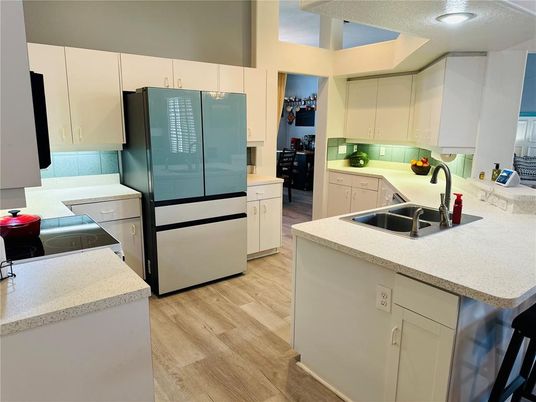 Interior, Kitchen, Recessed Lighting, Wood Texture Flooring
