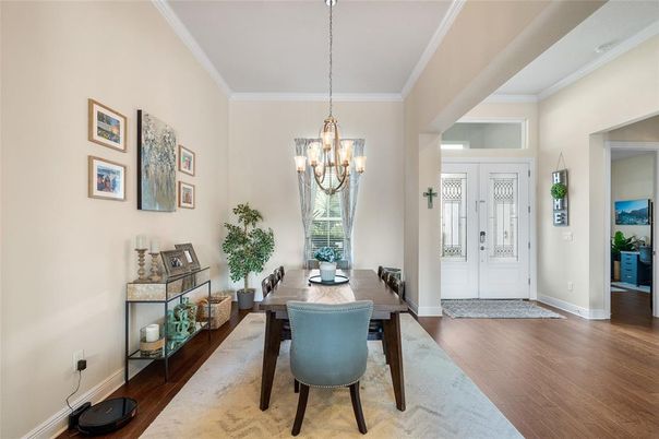 Chandelier, Dining room, Interior, Pendant Lights, Wood Texture Flooring