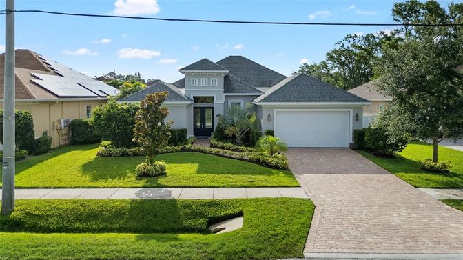 Attached, Exterior, Facade, Solar Panels, French Provincial