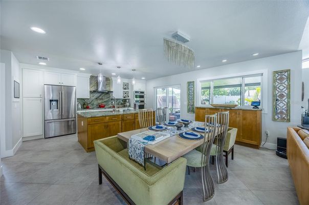 Dining room, Interior, Kitchen, Living room, Recessed Lighting, Stainless Steel Appliances