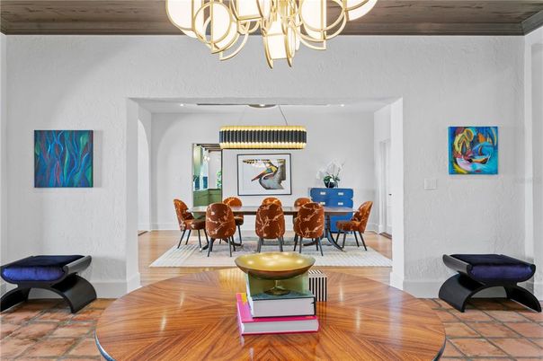 Dining room, Interior, Recessed Lighting, Wooden Ceilings