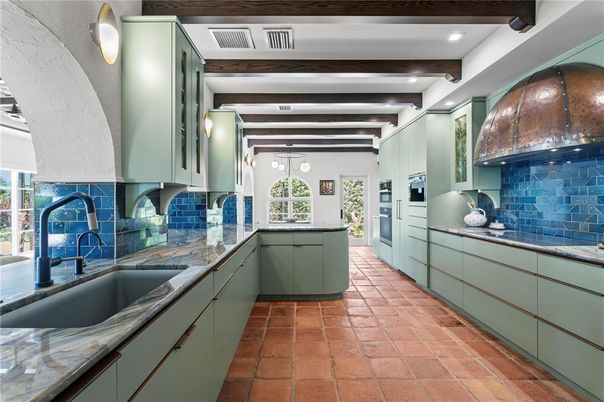 Interior, Kitchen, Recessed Lighting, Wooden Beams