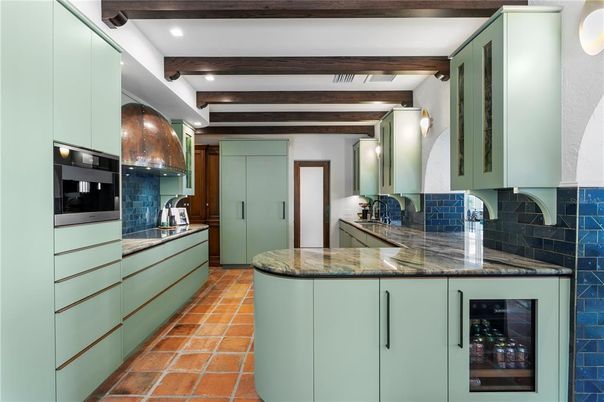 Interior, Kitchen, Recessed Lighting, Wooden Beams