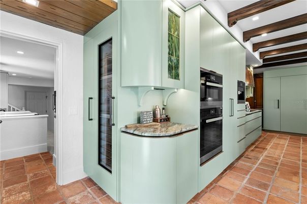 Interior, Kitchen, Recessed Lighting, Stainless Steel Appliances, Wooden Beams, Wooden Ceilings
