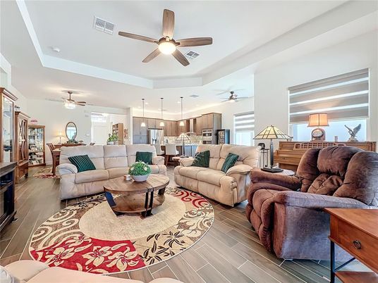 Interior, Kitchen, Living room, Pendant Lights, Recessed Lighting, Stainless Steel Appliances, Wood Texture Flooring