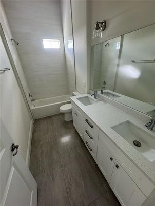 Bathroom, Dual Sink Vanities, Interior, Wood Texture Flooring