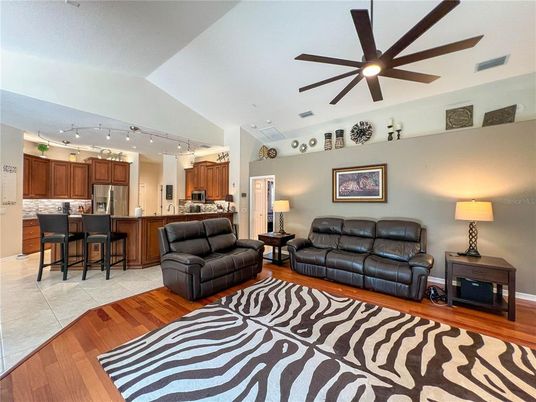 Interior, Kitchen, Living room, Stainless Steel Appliances, Wood Texture Flooring