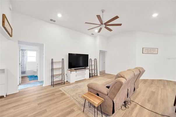 Interior, Living room, Recessed Lighting, Wood Texture Flooring