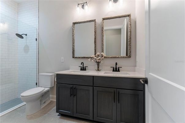 Bathroom, Dual Sink Vanities, Glass Shower, Interior