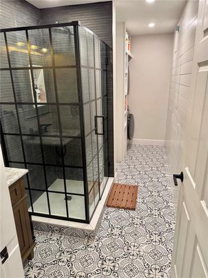 Bathroom, Glass Shower, Interior, Recessed Lighting