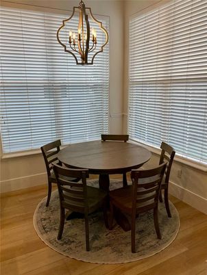 Chandelier, Dining room, Interior, Wood Texture Flooring