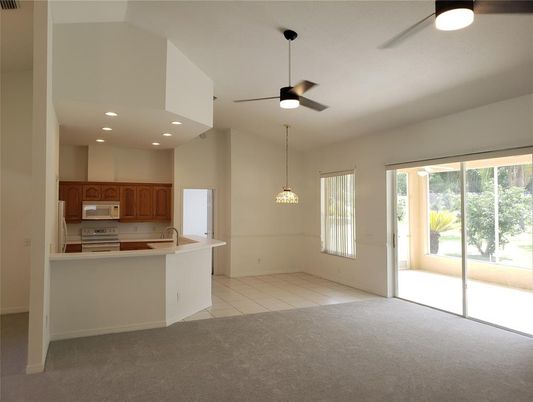 Empty room, Interior, Kitchen, Pendant Lights, Recessed Lighting