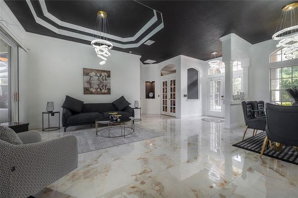 Interior, Living room, Marble, Pendant Lights