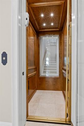 Elevator, Interior, Recessed Lighting, Wooden Ceilings, Wooden Walls