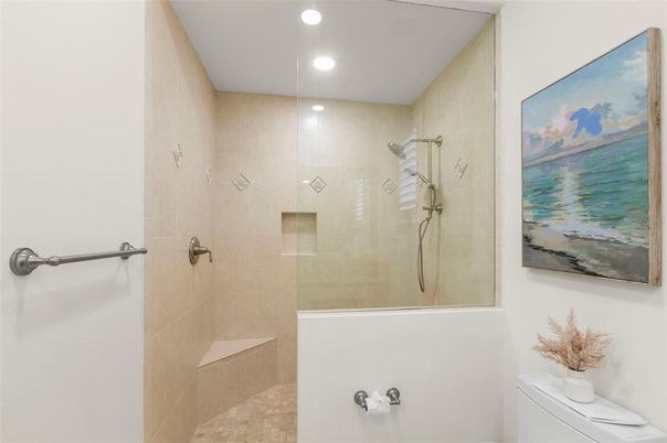 Bathroom, Glass Shower, Interior, Recessed Lighting