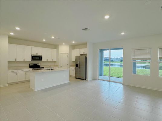 Interior, Kitchen, Recessed Lighting, Stainless Steel Appliances, Water