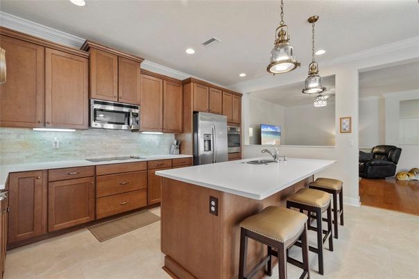 Interior, Kitchen, Pendant Lights, Recessed Lighting, Wood Texture Flooring