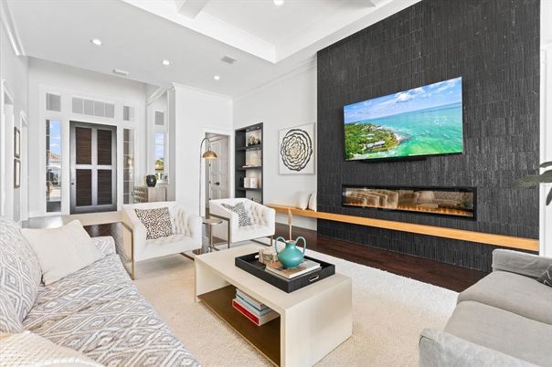 Fireplace, Interior, Living room, Recessed Lighting