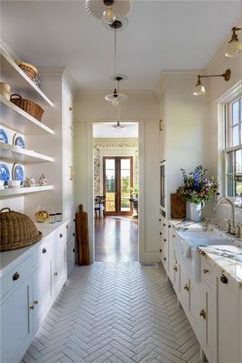 Interior, Kitchen, Pendant Lights, Wood Texture Flooring