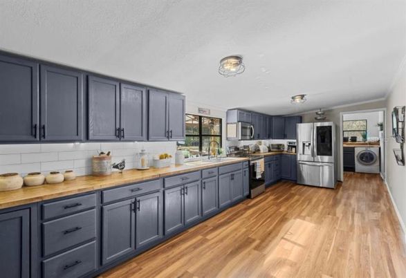 Interior, Kitchen, Stainless Steel Appliances, Wood Texture Flooring