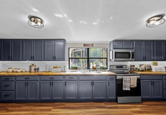 Interior, Kitchen, Stainless Steel Appliances, Wood Texture Flooring