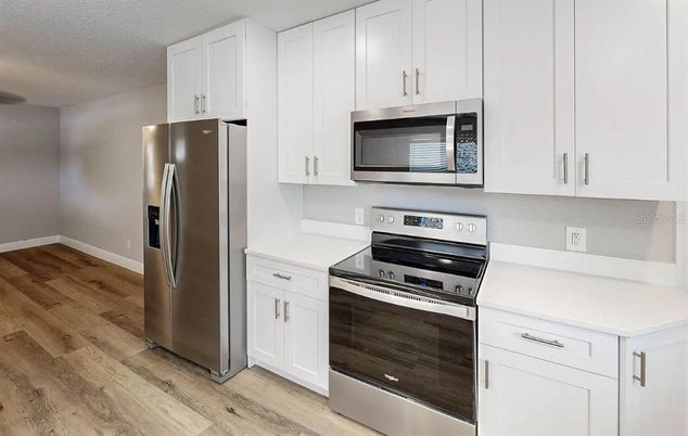 Interior, Kitchen, Stainless Steel Appliances, Wood Texture Flooring