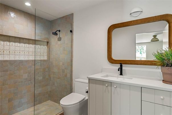 Bathroom, Glass Shower, Interior, Recessed Lighting