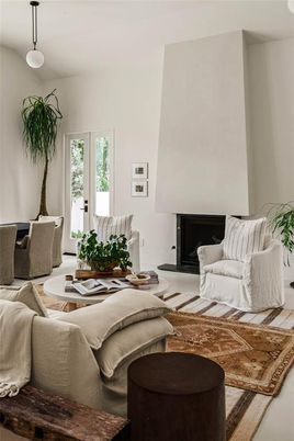 Dining room, Fireplace, Interior, Living room, Pendant Lights