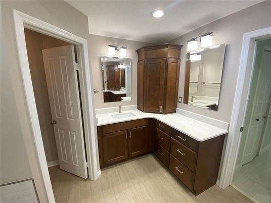 Bathroom, Interior, Recessed Lighting, Wood Texture Flooring
