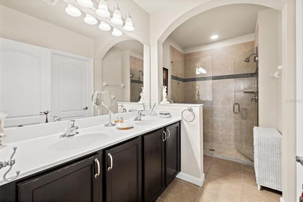 Bathroom, Dual Sink Vanities, Glass Shower, Interior, Recessed Lighting