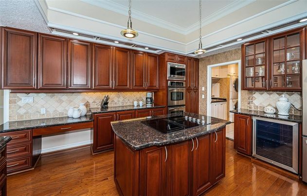 Interior, Kitchen, Pendant Lights, Stainless Steel Appliances, Wood Texture Flooring