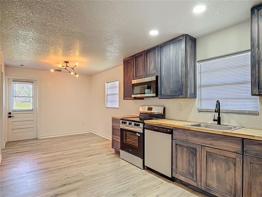 Interior, Kitchen, Recessed Lighting, Wood Texture Flooring