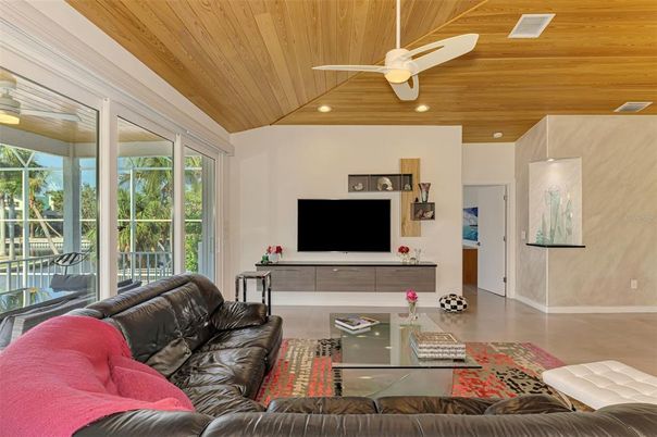 Interior, Living room, Recessed Lighting, Wooden Ceilings, Wood Texture Flooring