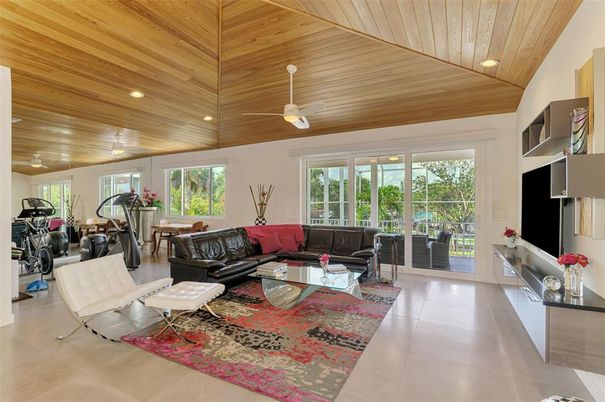 Interior, Living room, Recessed Lighting, Wooden Ceilings