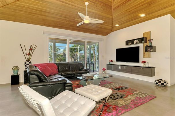 Interior, Living room, Recessed Lighting, Wooden Ceilings