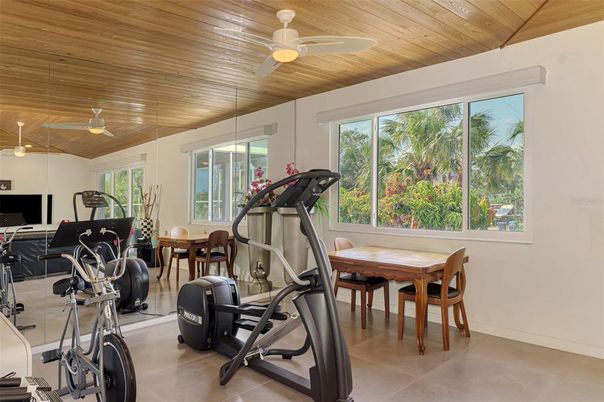 Fitness Equipment, Interior, Wooden Ceilings