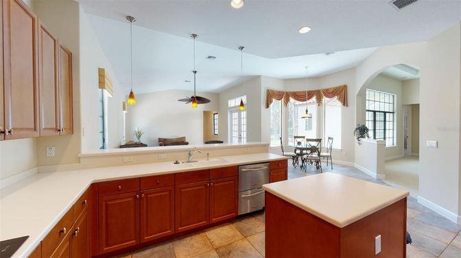 Dining room, Interior, Kitchen, Pendant Lights, Recessed Lighting, Stainless Steel Appliances