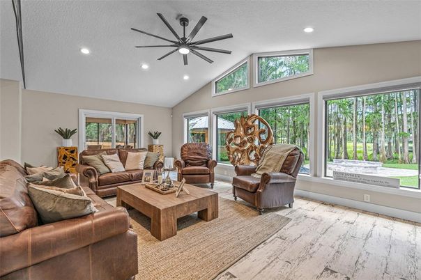 Interior, Living room, Recessed Lighting, Wood Texture Flooring