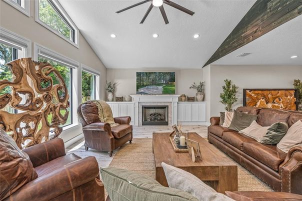 Fireplace, Interior, Living room, Recessed Lighting