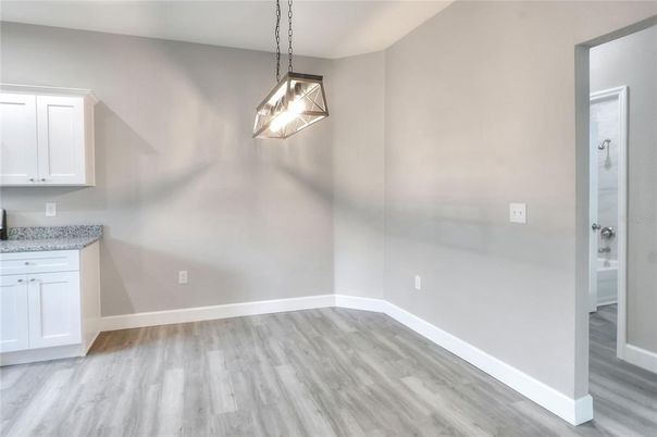 Empty room, Interior, Pendant Lights, Wood Texture Flooring