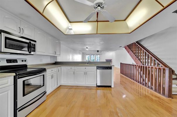 Interior, Kitchen, Stainless Steel Appliances, Wood Texture Flooring